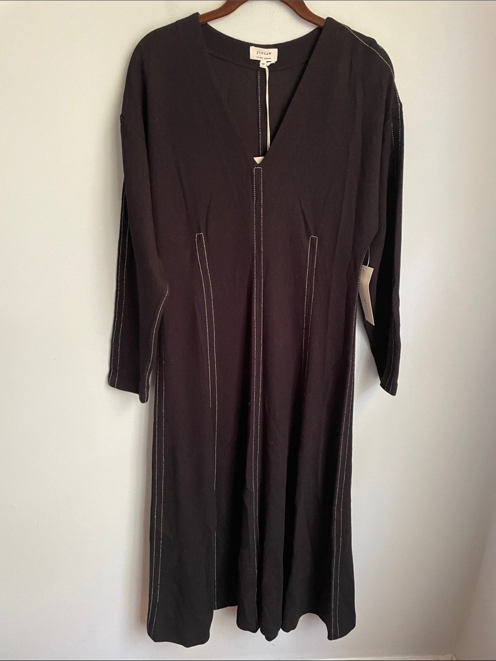 New Jigsaw England Black Batwing Stitched Dress Size Medium